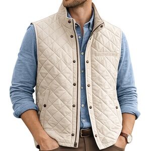 NWOT HonourMark Quilted Vest - Men’s Medium, Cream